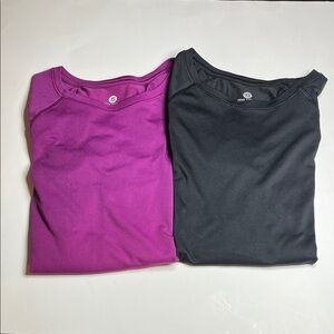 Old Navy Women's Long Sleeve Sport Tops - Black and Magenta Size XSMALL